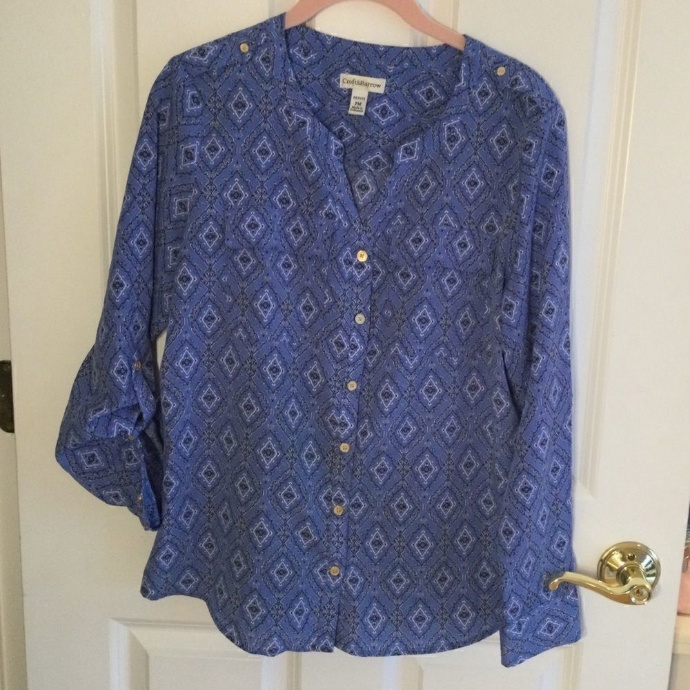 Croft & Barrow Womens Size MP Long Sleeve Blouse